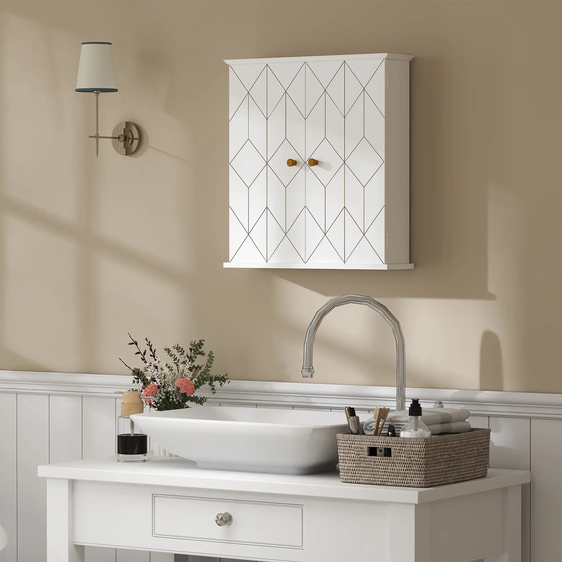 Bathroom Wall Cabinet, Medicine Storage, 2 Doors, Adjustable Shelf, White Bathroom Cabinets at Gallery Canada
