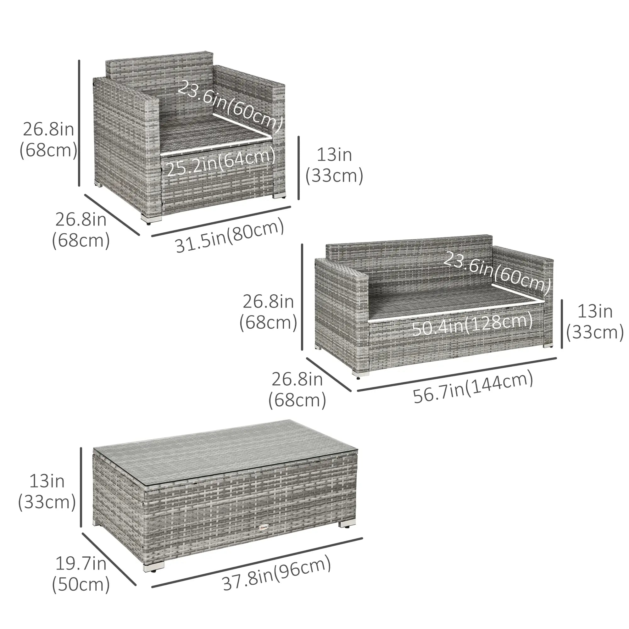 4-Piece Outdoor PE Rattan Sofa Set, Extra Wide Seat, Mixed Grey Patio Furniture Sets at Gallery Canada