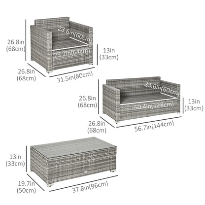 4-Piece Outdoor PE Rattan Sofa Set, Extra Wide Seat, Mixed Grey Patio Furniture Sets at Gallery Canada