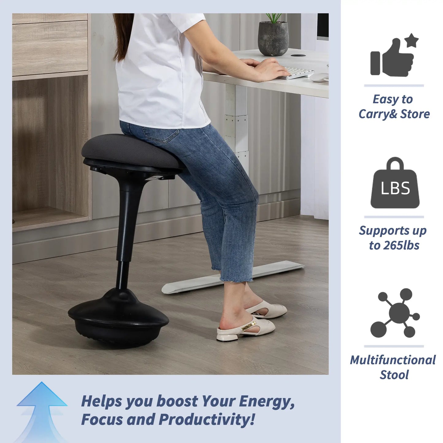 Swivel Standing Desk Chair, Backless Wobble Stool, Adjustable Ergonomic Stool Office Chairs at Gallery Canada