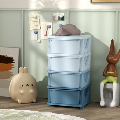 4 Tier Kids Toy Organizer, 4 Plastic Drawers, Blue Baby & Kids Storage at Gallery Canada