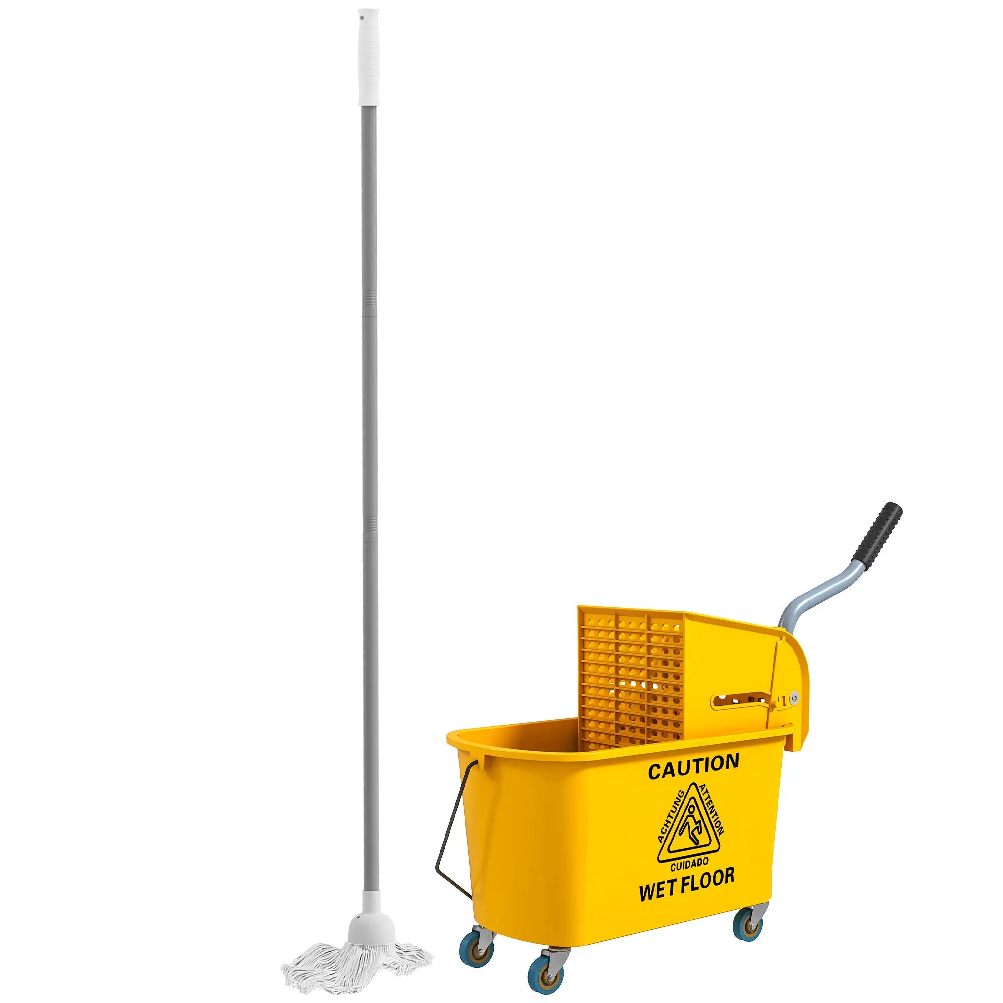 Mop Bucket with Wringer on Wheels, 21 Quart, Yellow Household Supplies Yellow at Gallery Canada