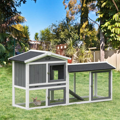 69"L Wooden Rabbit Hutch, Bunny House Enclosure, White Rabbit Hutch at Gallery Canada