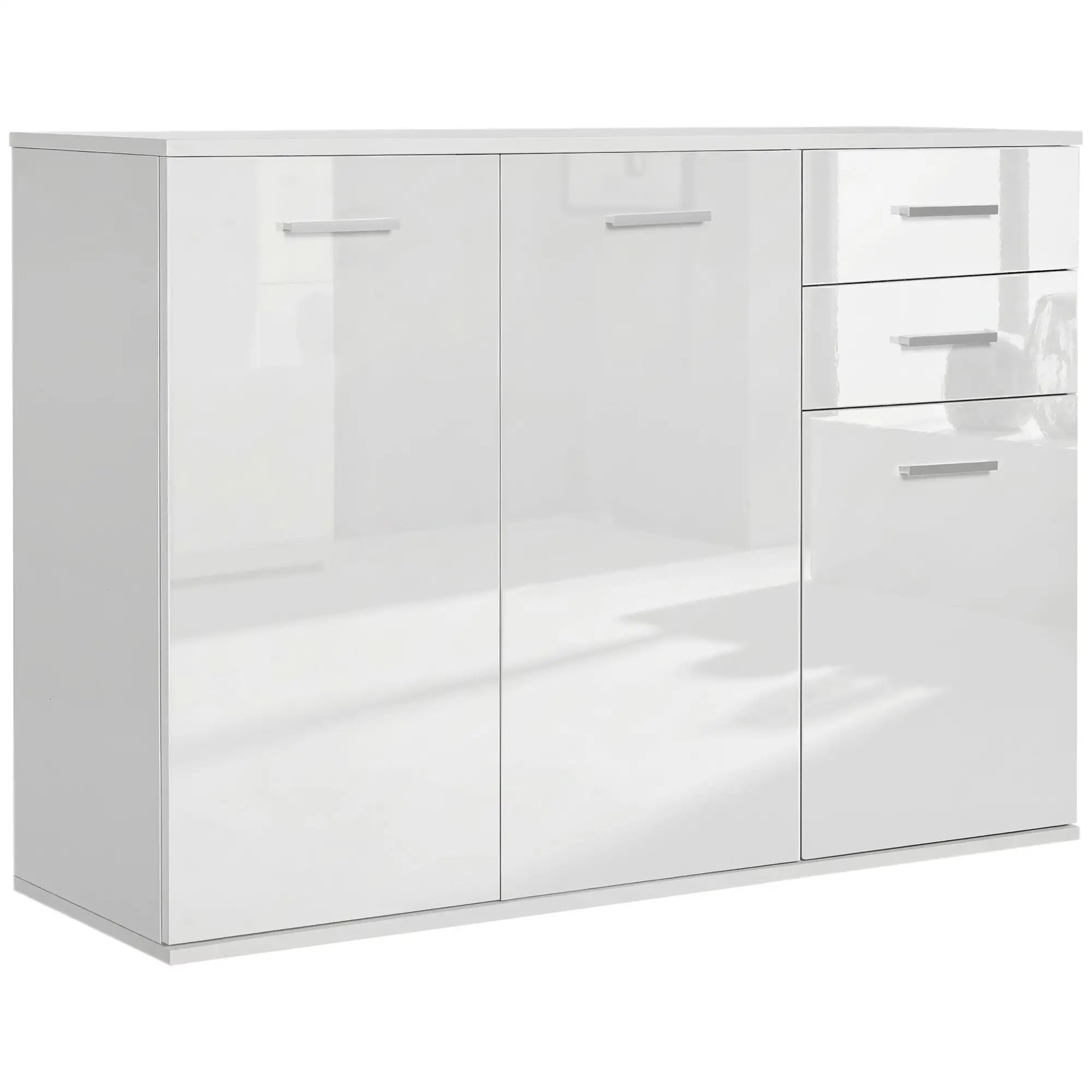 High Gloss Sideboard, 2 Drawers, 3 Doors, Adjustable Shelf, White Bar Cabinets High Gloss White at Gallery Canada