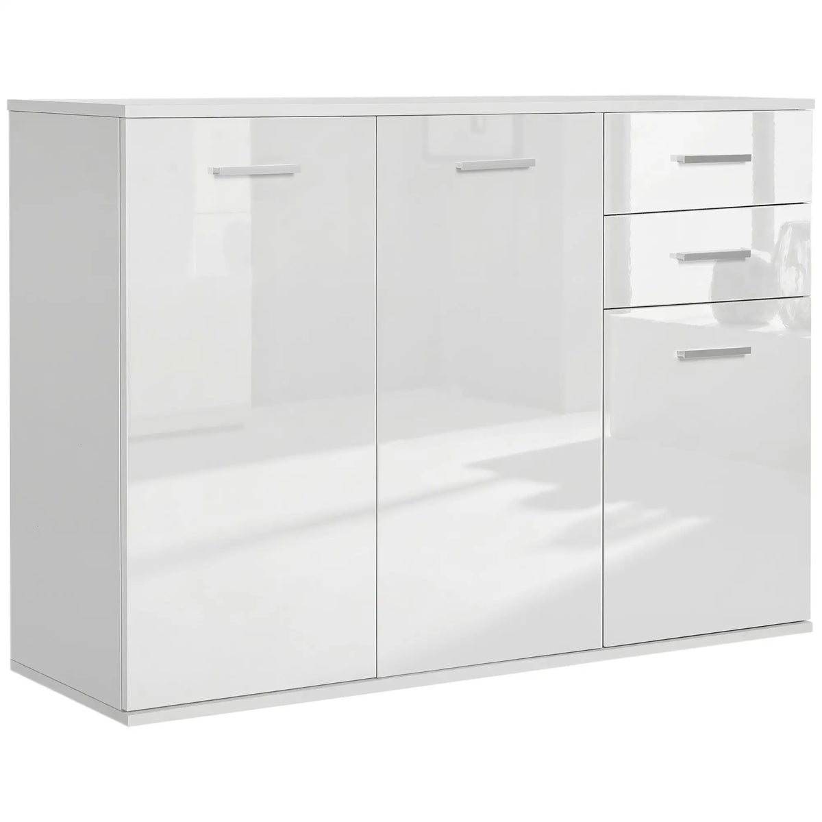High Gloss Sideboard, 2 Drawers, 3 Doors, Adjustable Shelf, White Bar Cabinets High Gloss White at Gallery Canada