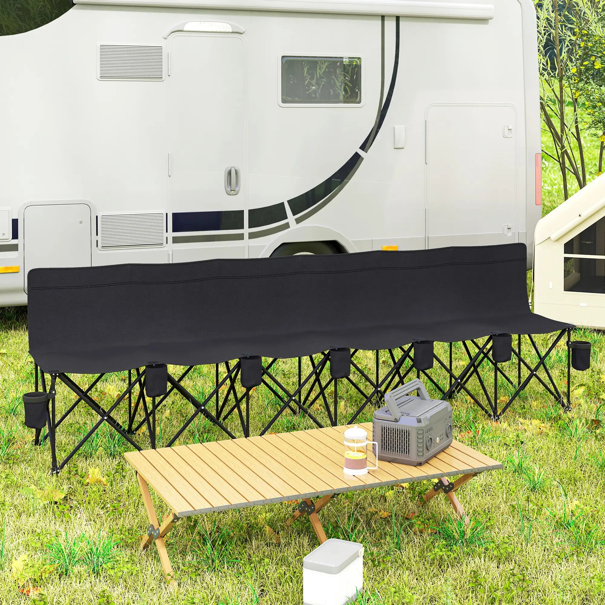 6 Seat Folding Camping Chair, Cup Holder, Carrying Case, Black Picnic Tables & Camping Chairs at Gallery Canada