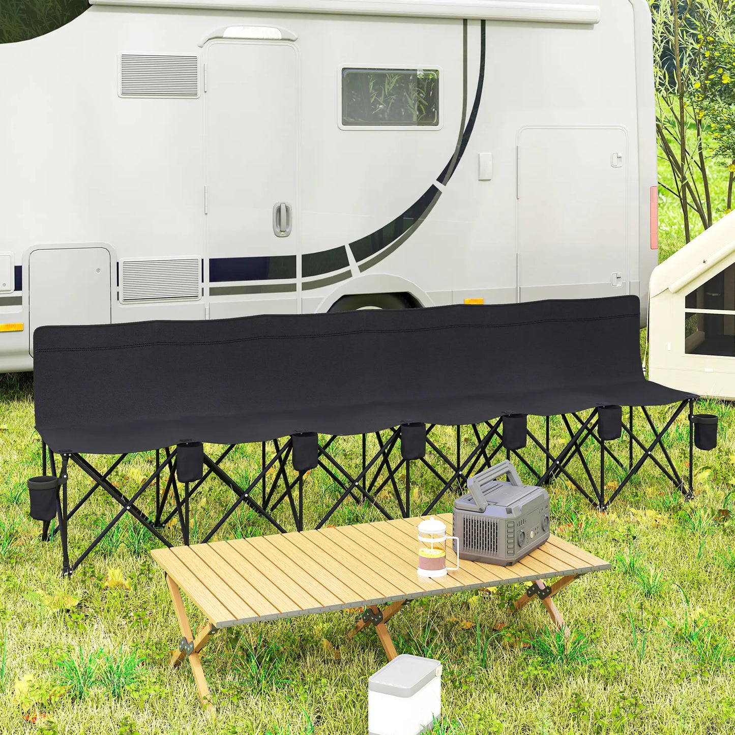 6 Seat Folding Camping Chair, Cup Holder, Carrying Case, Black Picnic Tables & Camping Chairs at Gallery Canada