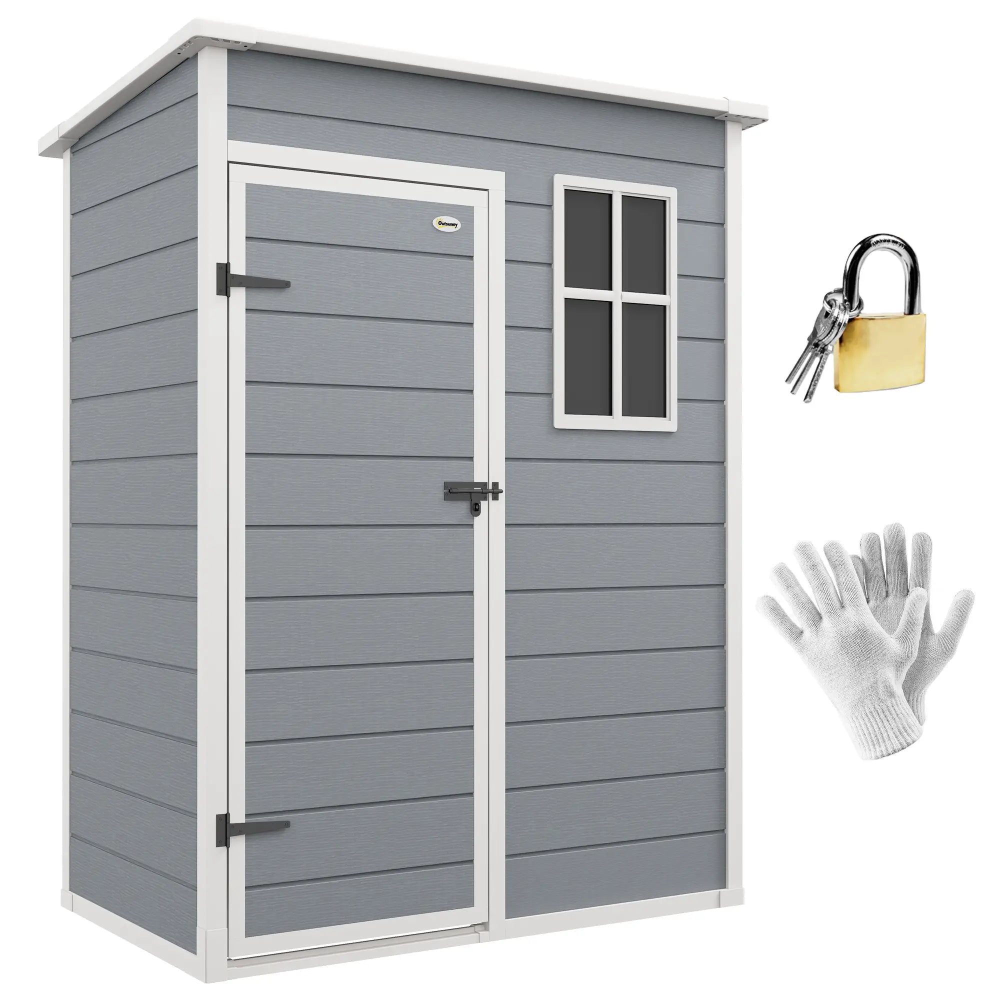 5 x 3FT Garden Shed, Outdoor Storage with Lockable Door, Window, Vent, Grey Sheds at Gallery Canada