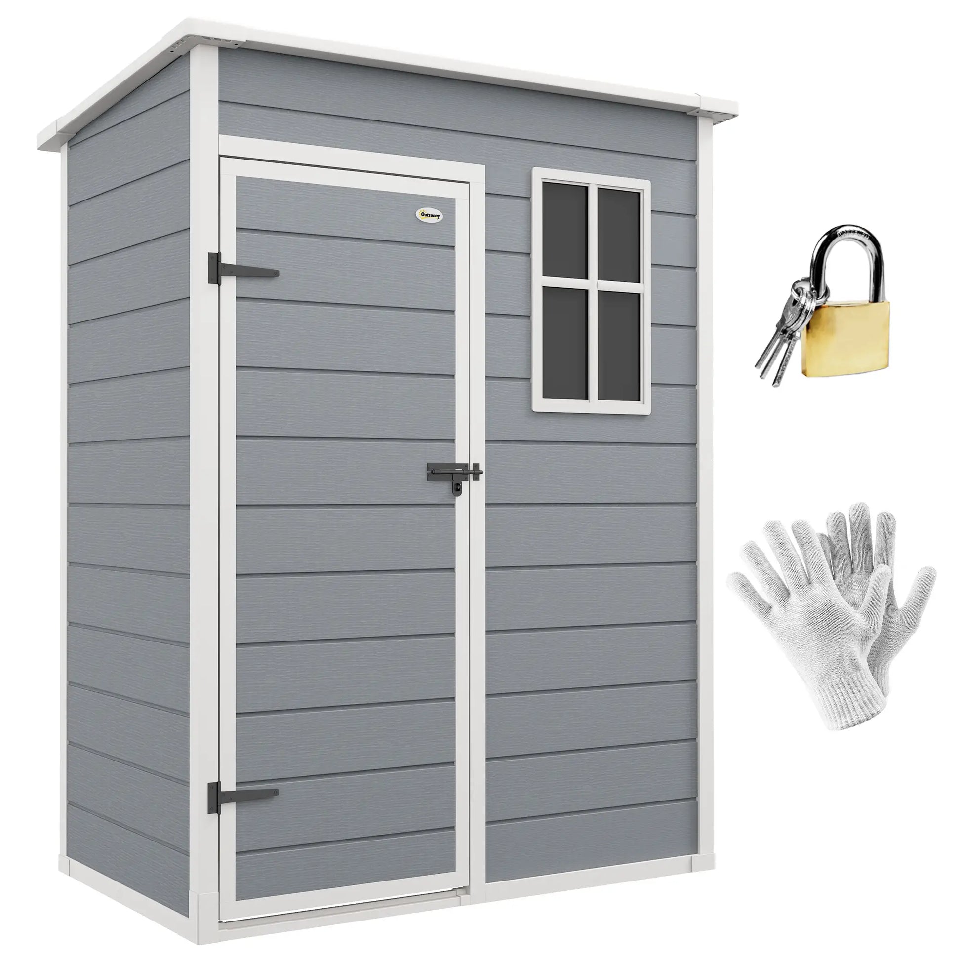 5 x 3FT Garden Shed, Outdoor Storage with Lockable Door, Window, Vent, Grey Sheds at Gallery Canada