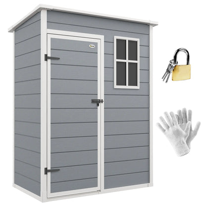 5 x 3FT Garden Shed, Outdoor Storage with Lockable Door, Window, Vent, Grey Sheds at Gallery Canada
