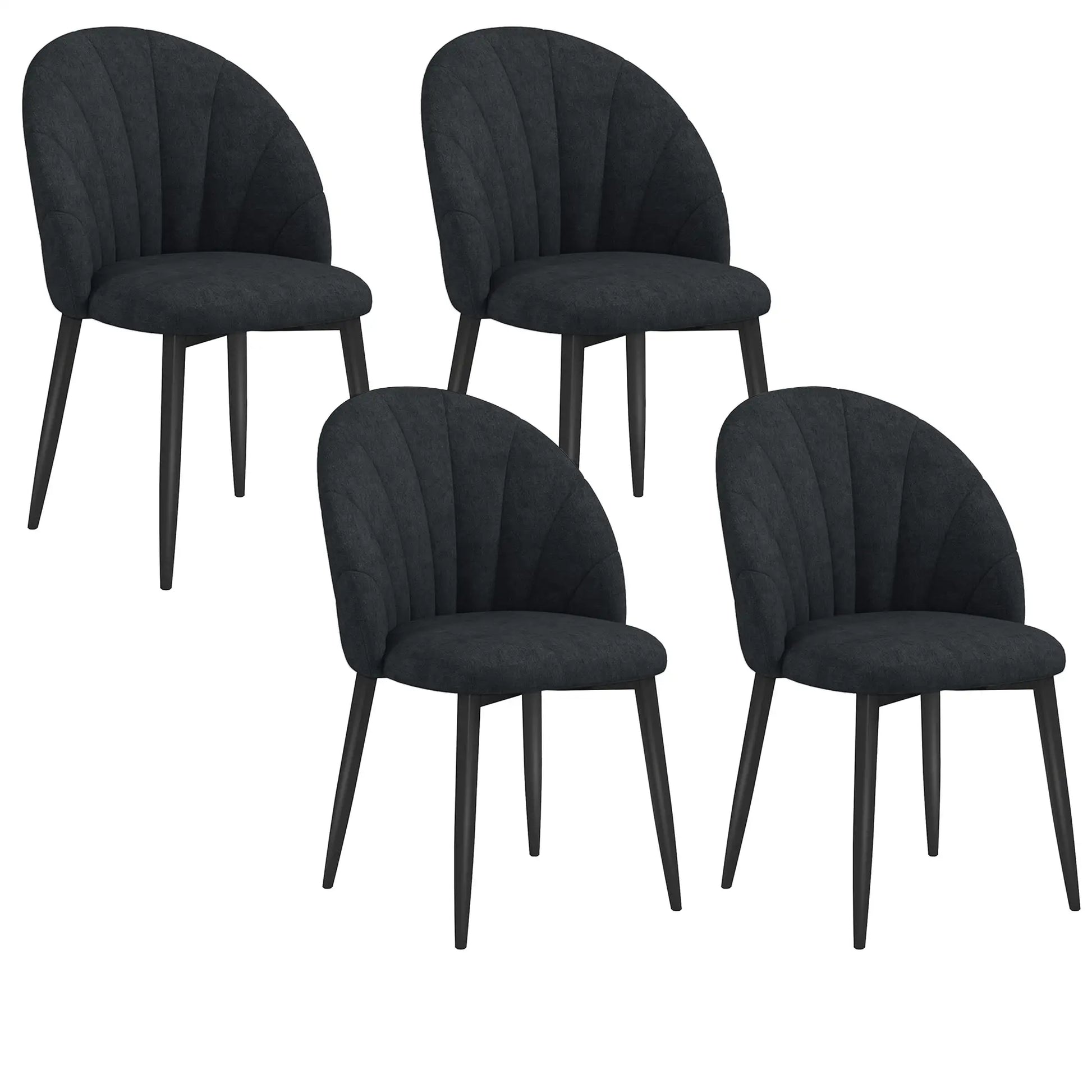Modern Dining Chairs Set of 4, Upholstered, Metal Legs, Black Dining Chairs at Gallery Canada