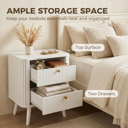 Ensemble de 2 tables de nuit, grain de bois blanc, 2 tiroirs