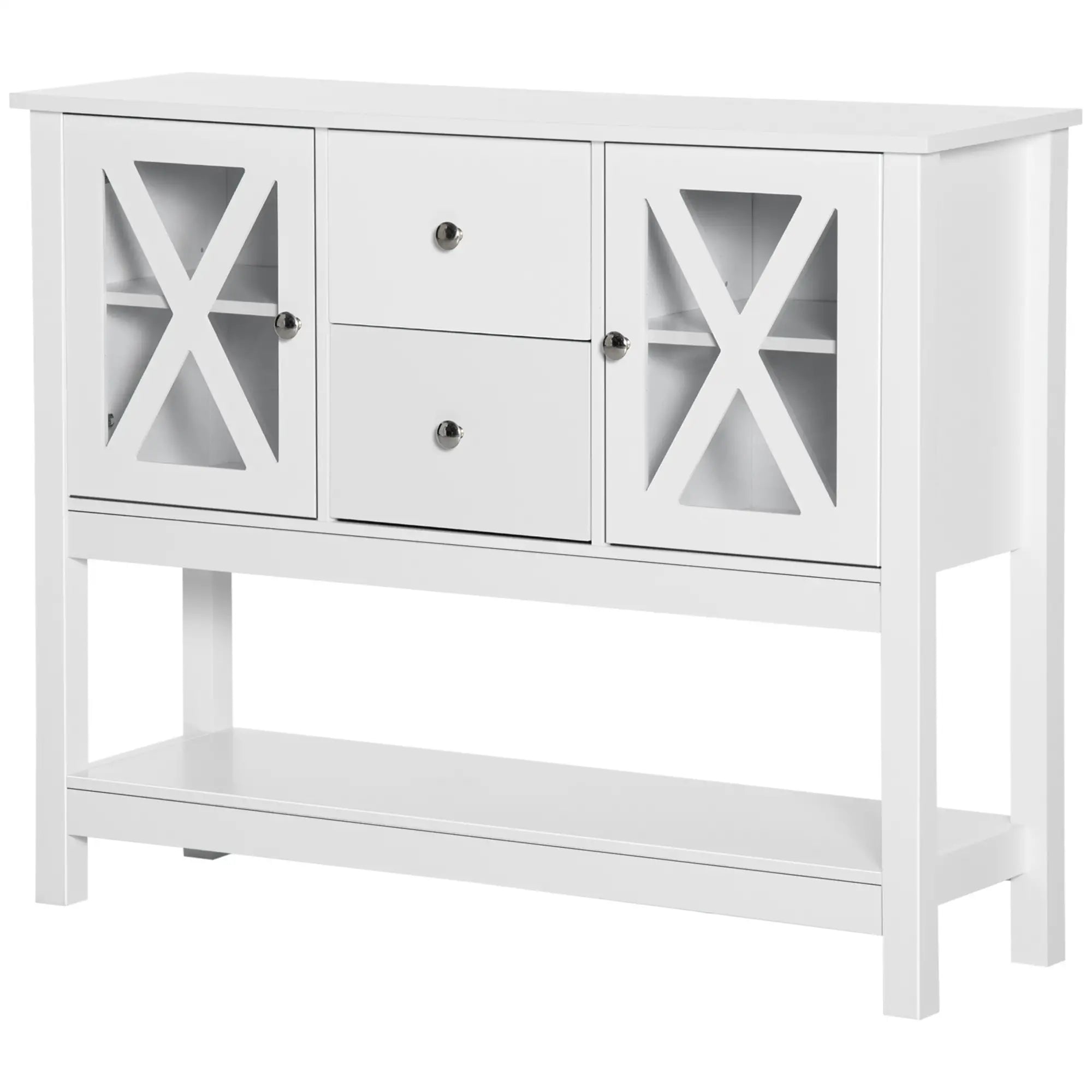 Modern Sideboard, Glass Door Buffet Cabinet, Adjustable Shelves, White Bar Cabinets at Gallery Canada