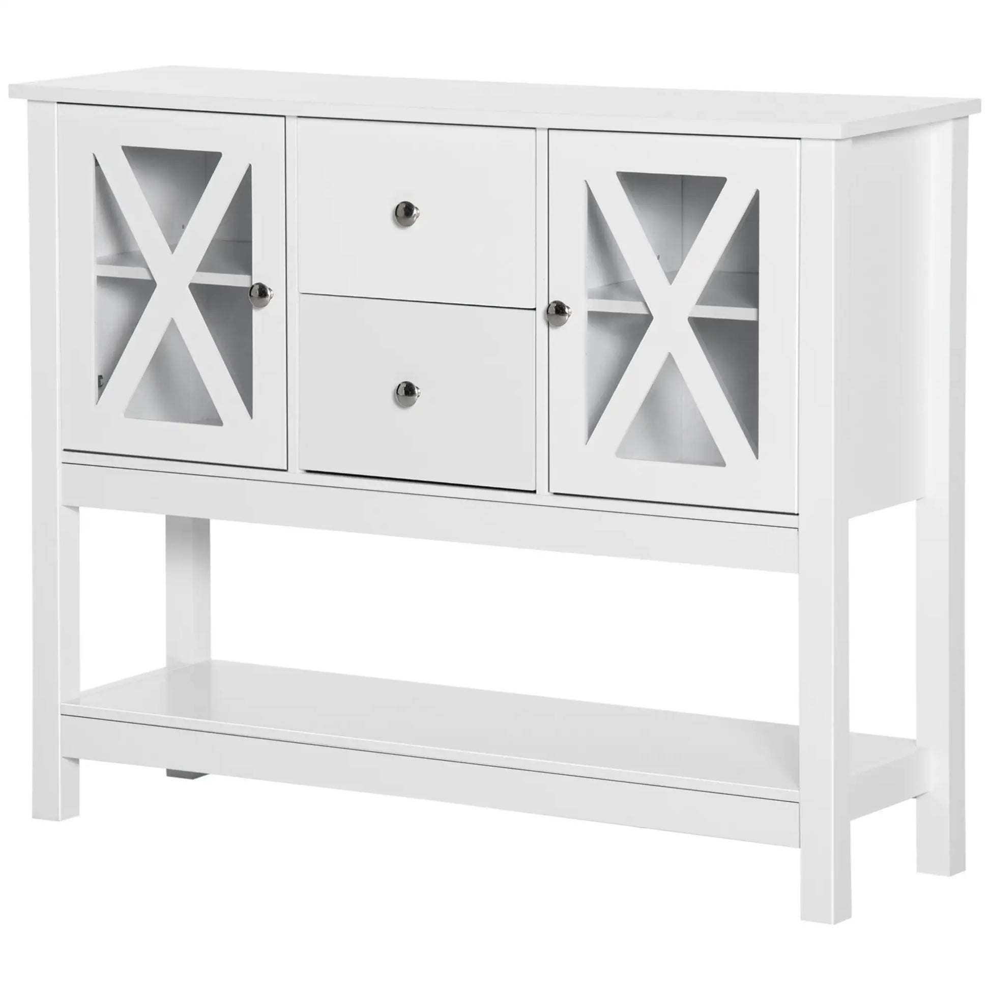 Modern Sideboard, Glass Door Buffet Cabinet, Adjustable Shelves, White Bar Cabinets at Gallery Canada