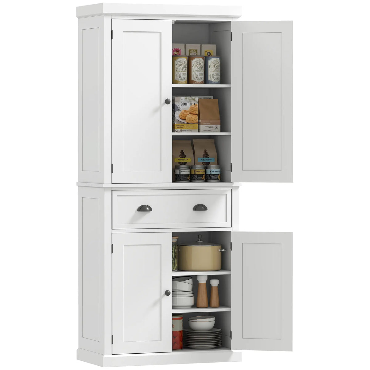 Kitchen Cabinet With 2 Drawers, MDF Board, White Kitchen Pantry Cabinets White at Gallery Canada