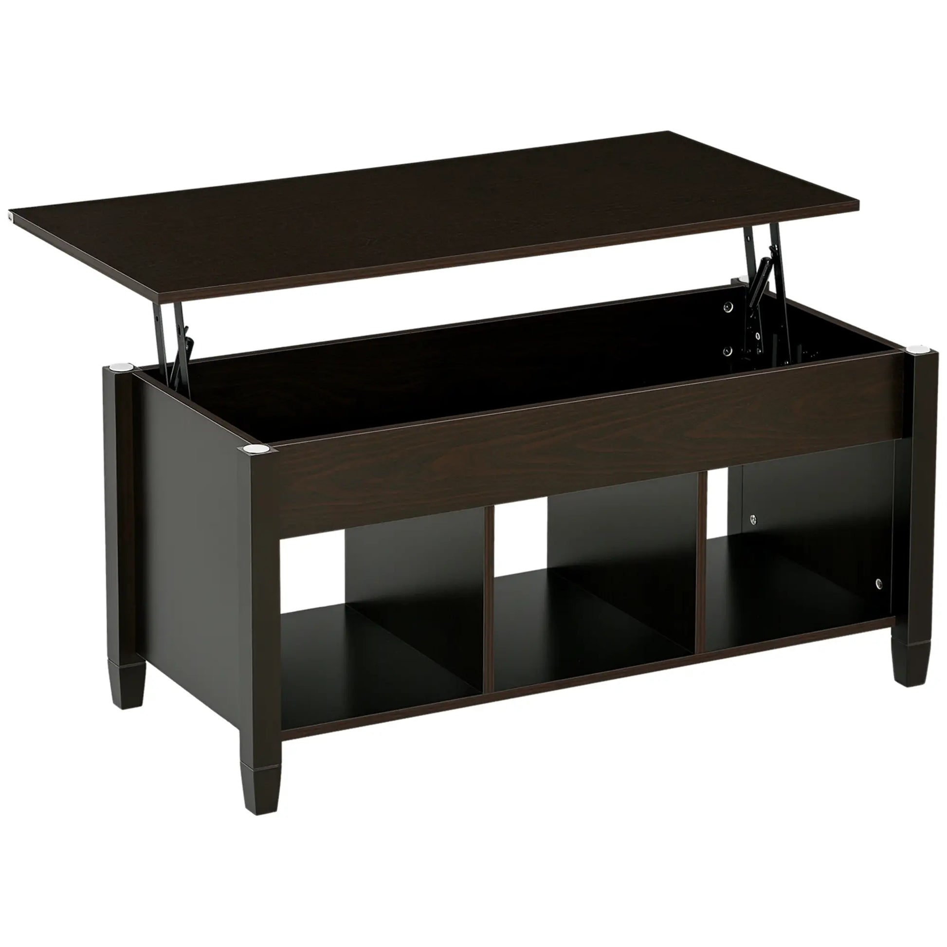 Lift Top Coffee Table, Hidden Storage, 3 Shelves, Espresso Coffee Tables Espresso at Gallery Canada
