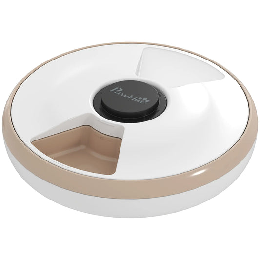 Automatic Cat Feeder, Dry Wet Food, 6 Trays, Battery Powered, Light Brown Dog Bowls White, Light Brown at Gallery Canada