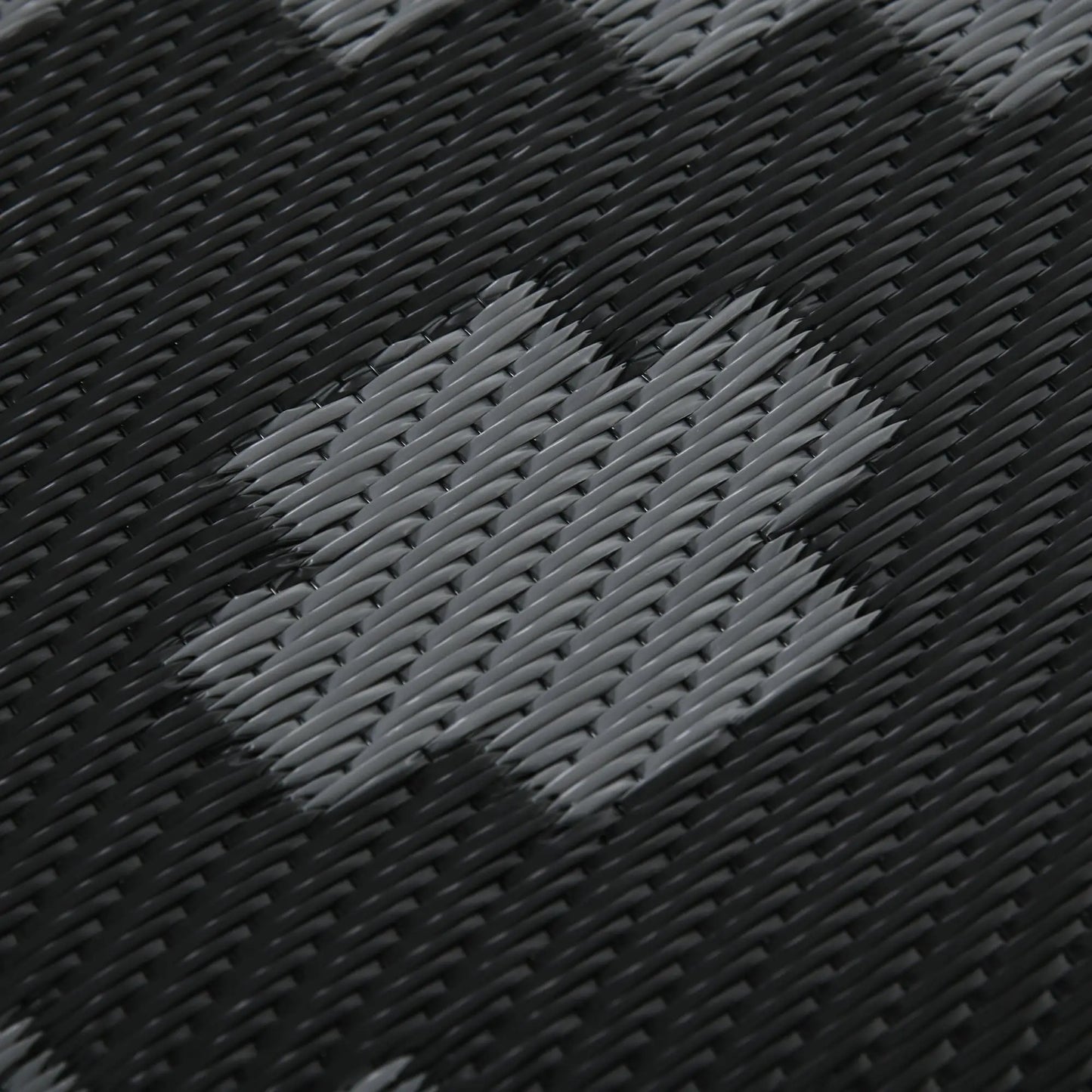 Reversible Outdoor Rug, Waterproof, 9' x 18', Geometric, Black Grey Outdoor Reversible Rugs at Gallery Canada