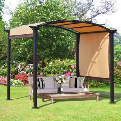 10' x 8' Outdoor Retractable Canopy, Steel Frame Pergola, Beige Pergolas at Gallery Canada