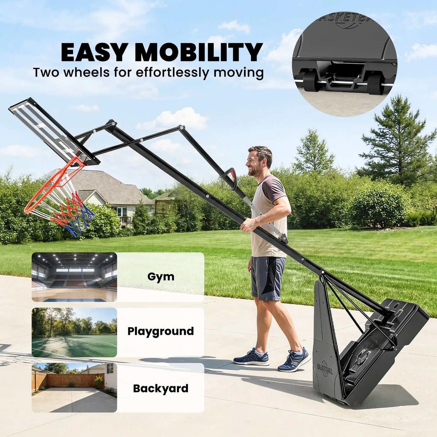 Portable Basketball Hoop, Height Adjustable 8-10 Ft, 47" Shatterproof Backboard Basketball at Gallery Canada