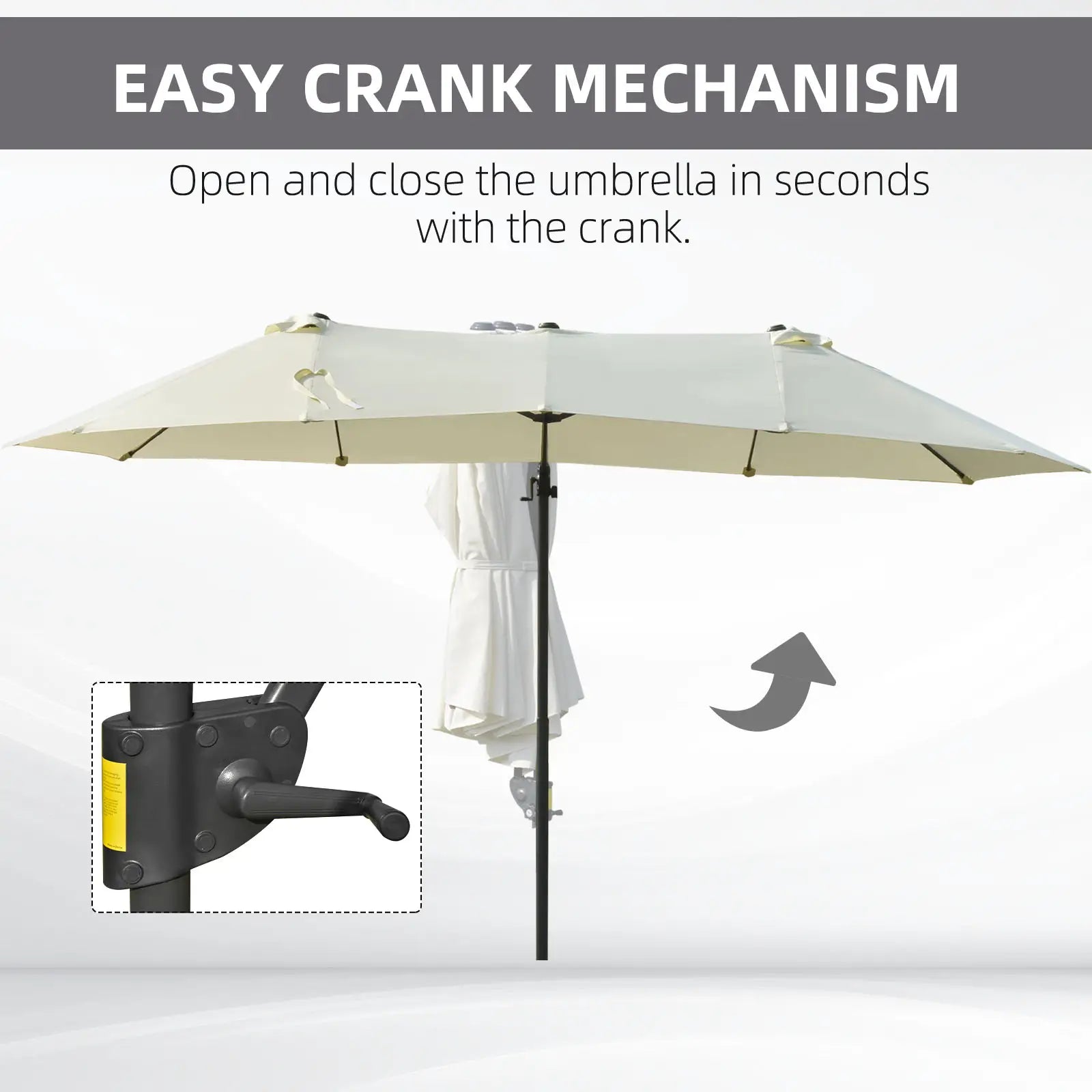 Outdoor Cantilever Umbrella, Twin Canopy Sunshade, Lift, Beige Cantilever Umbrellas at Gallery Canada