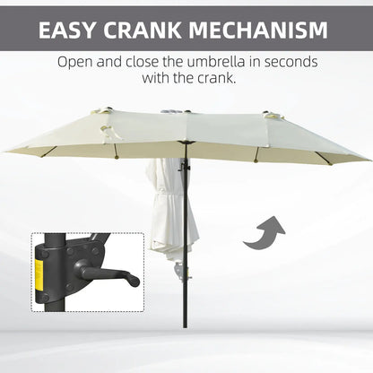 Outdoor Cantilever Umbrella, Twin Canopy Sunshade, Lift, Beige Cantilever Umbrellas at Gallery Canada