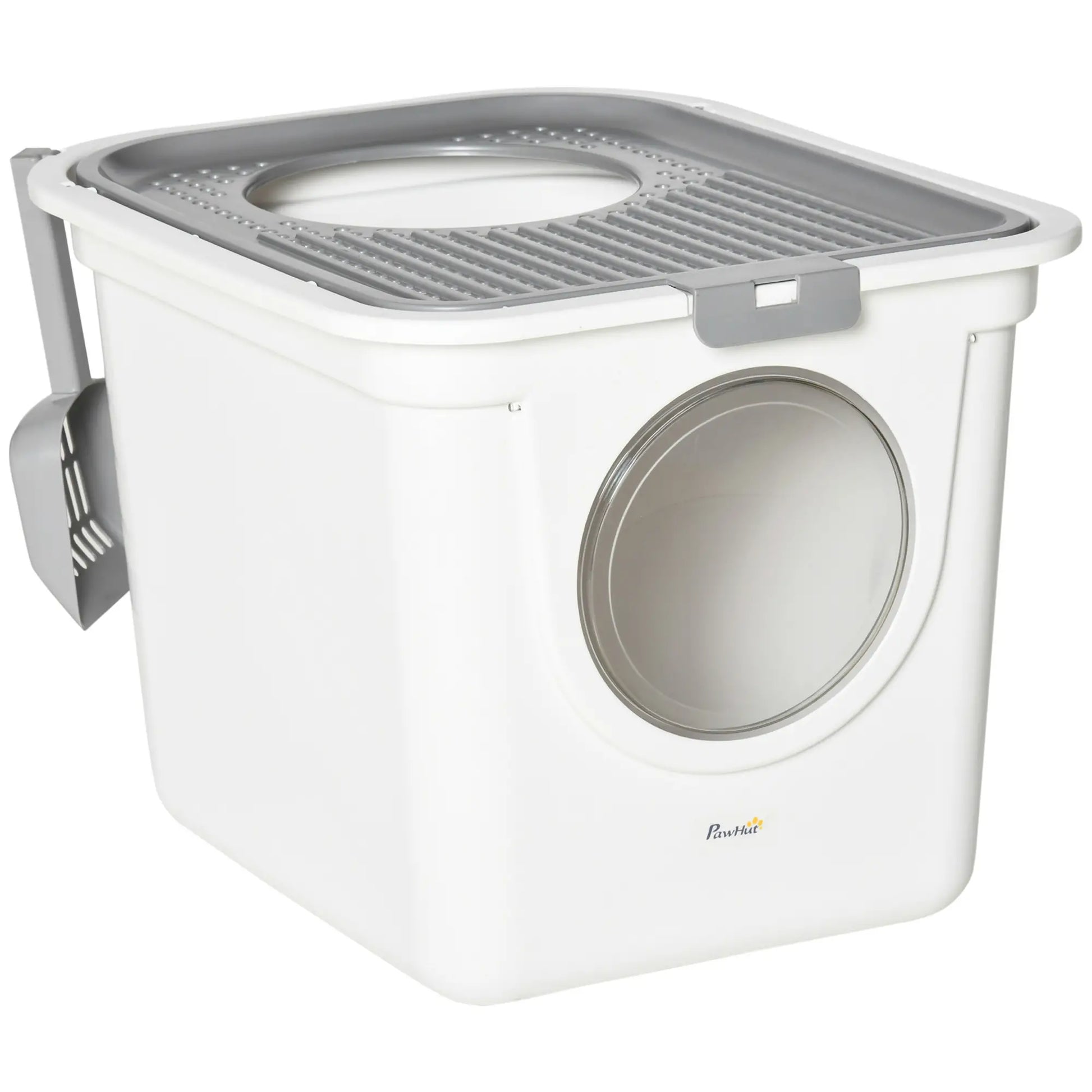 Enclosed Cat Litter Box, Easy Clean, Front Entrance, Top Exit, Scoop, White Cat Litter Box Enclosures at Gallery Canada