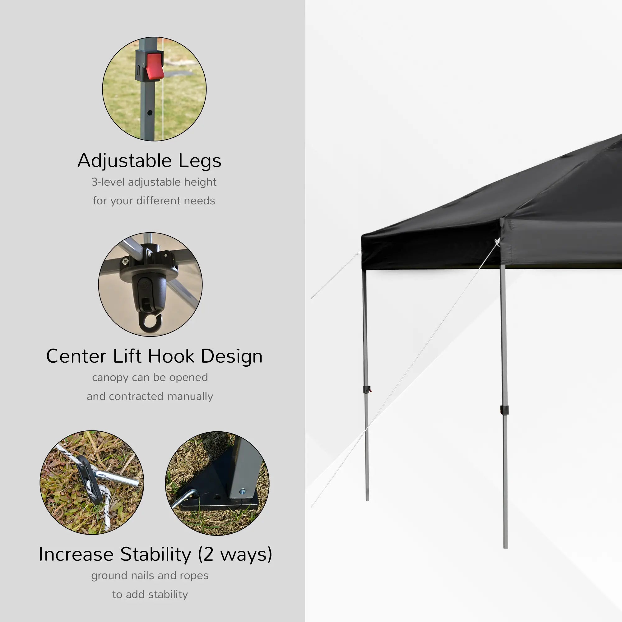 10' x 10' Pop Up Canopy Tent, Airy Top Vents, Wheeled Carry Bag, Black Pop Up Canopies at Gallery Canada