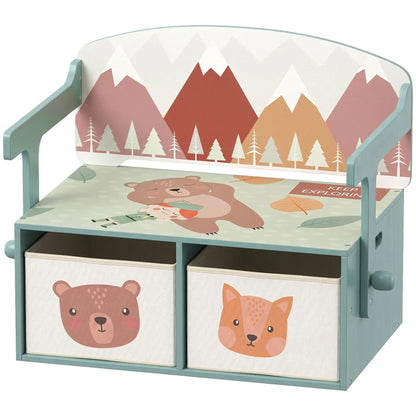 3-in-1 Wooden Toy Storage Bench, 2 Drawers, Green Baby & Kids Storage Green at Gallery Canada