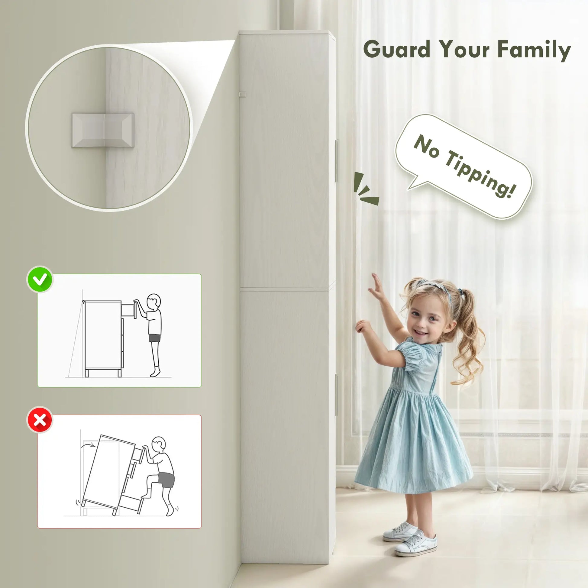 Tall Bathroom Cabinet, Slim Floor Cabinet, 2 Doors, 4 Shelves, White Freestanding Bathroom Cabinets at Gallery Canada