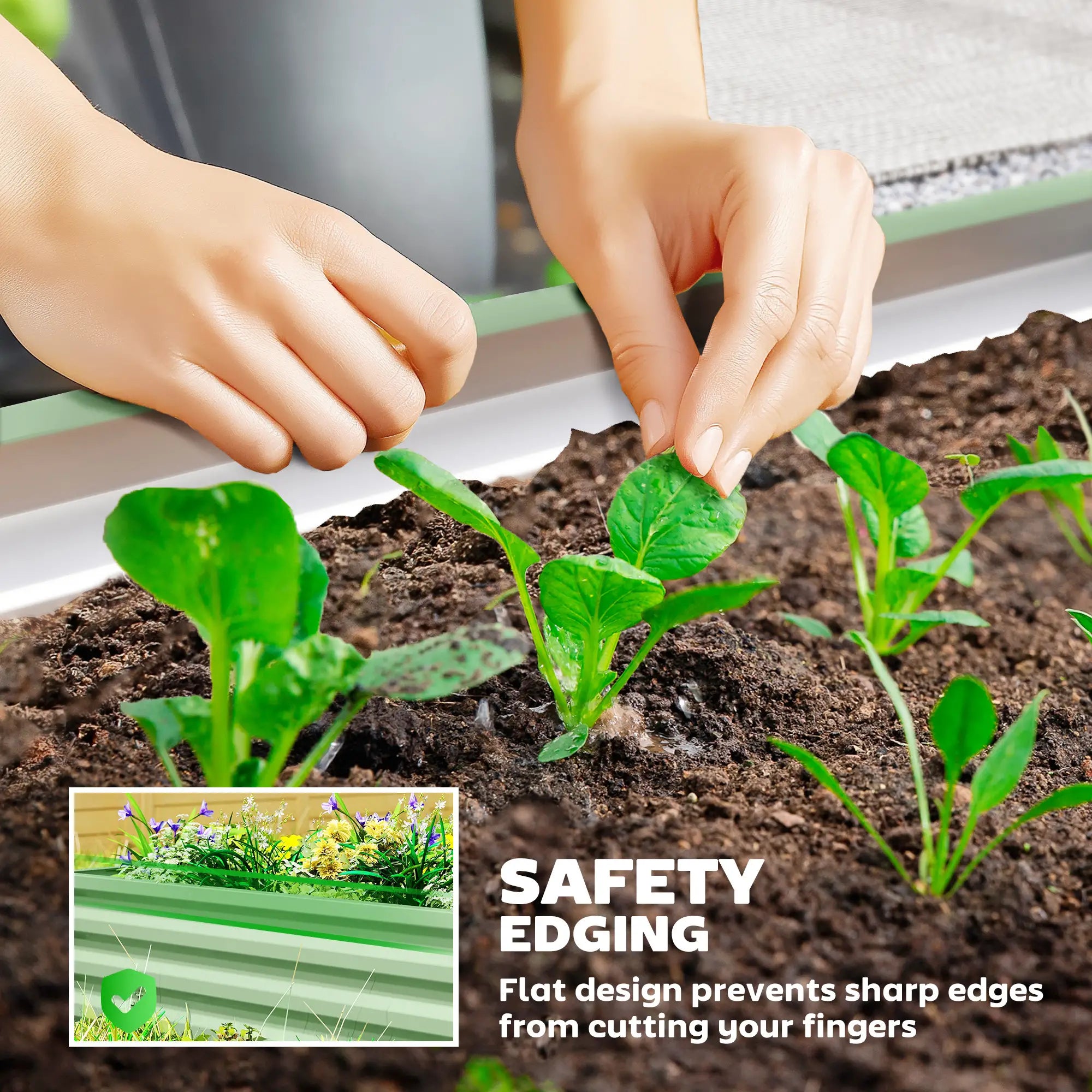 Galvanized Raised Garden Beds, Outdoor Planter Box Set, Light Green Galvanized Planter Boxes at Gallery Canada