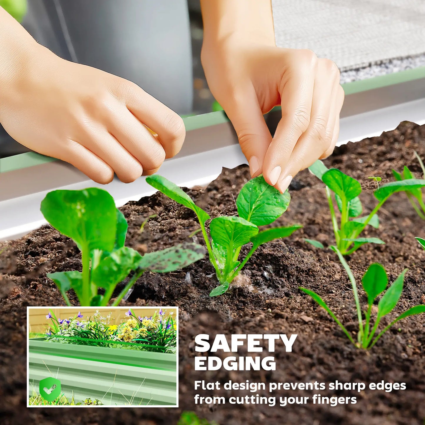 Galvanized Raised Garden Beds, Outdoor Planter Box Set, Light Green Galvanized Planter Boxes at Gallery Canada