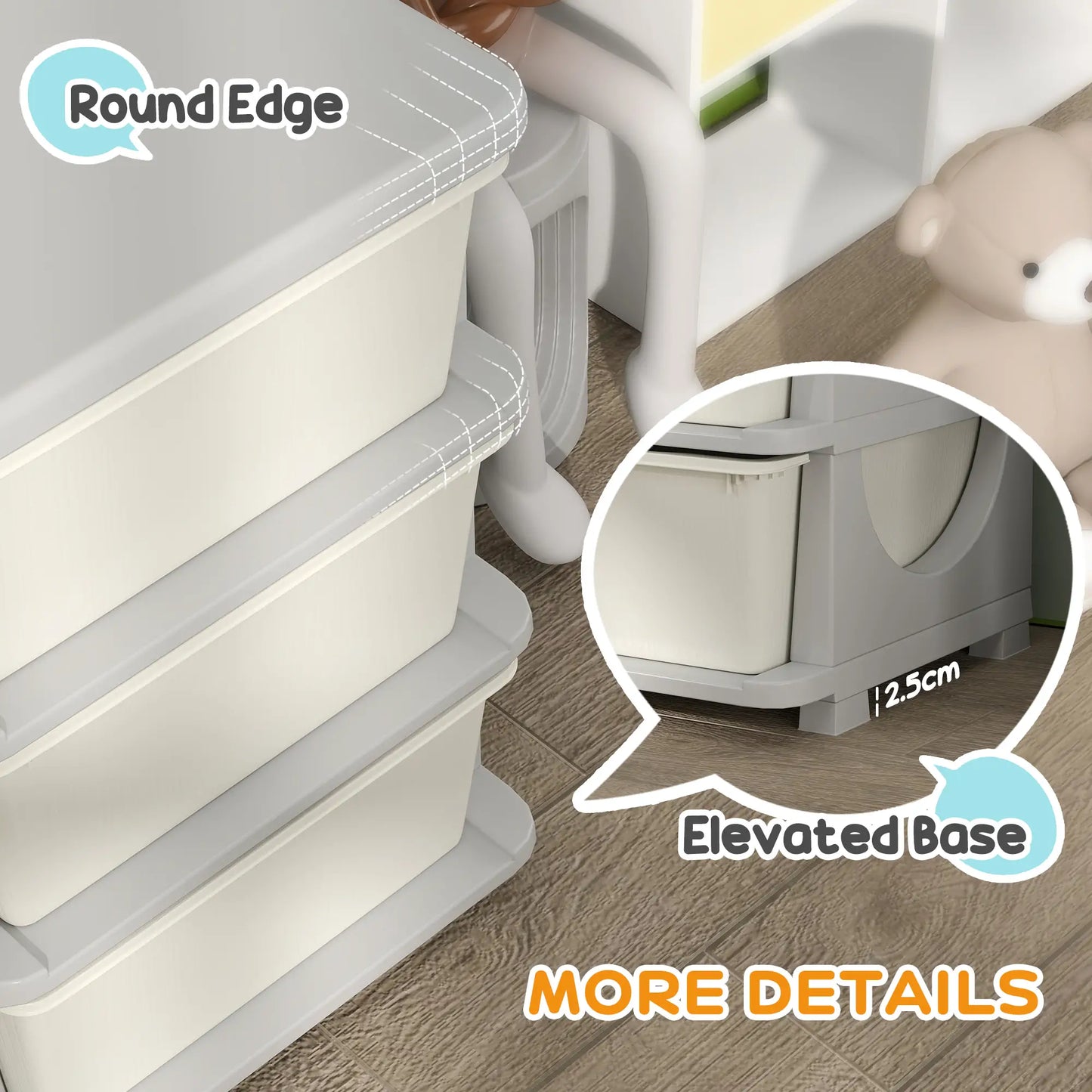 3 Tier Kids Toy Organizer, 6 Plastic Drawers, Cream White Baby & Kids Storage at Gallery Canada