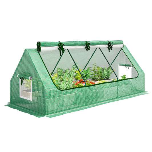 Portable Mini Greenhouse, Mesh Windows, 94.5" x 35.4" x 35.4", Green