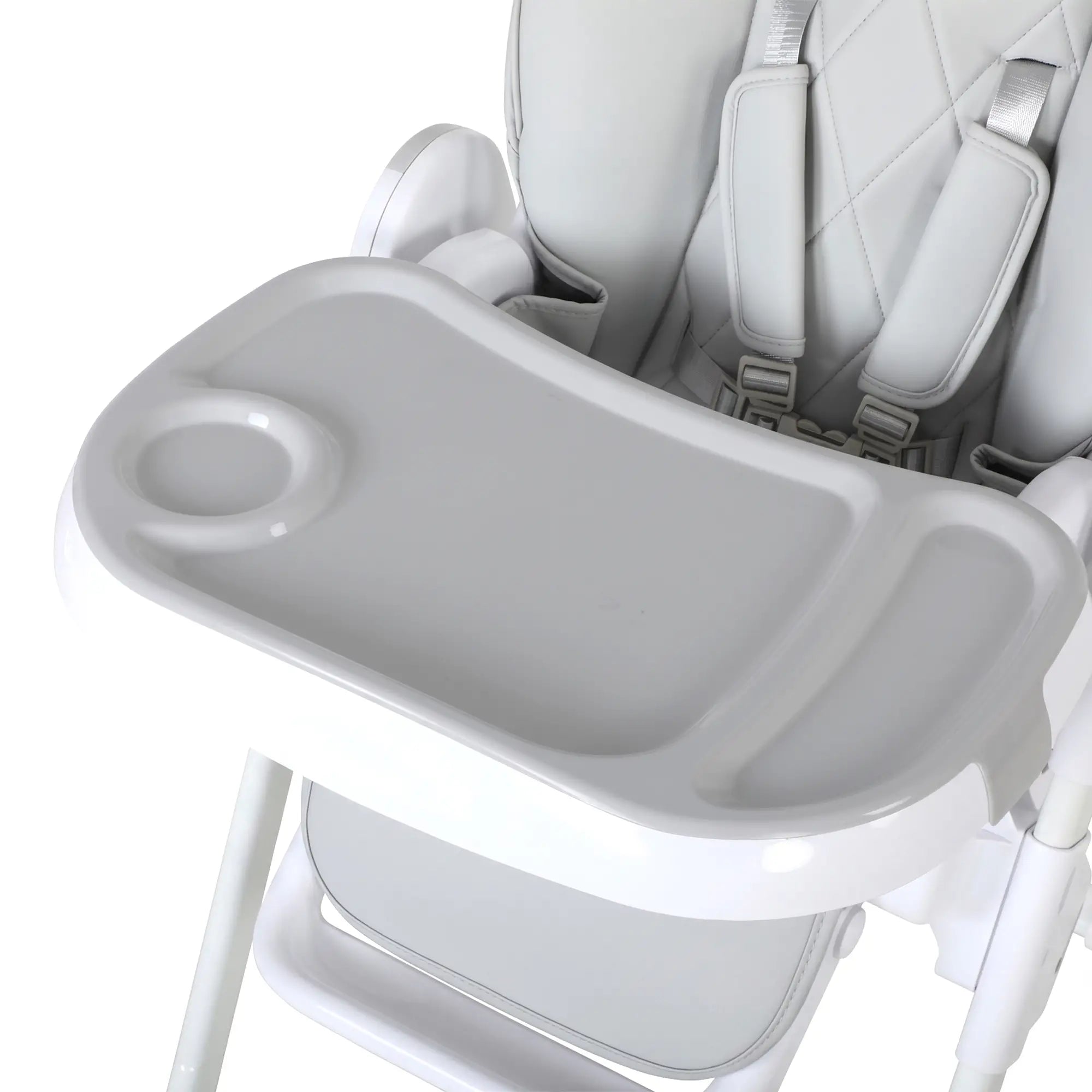 High Chair with Wheels, Double Tray, Foldable Baby Seat with Adjustable Seat Height, Backrest, Footrest and Tray, Grey Kids Chairs & Seating at Gallery Canada