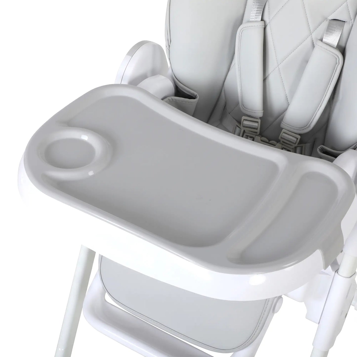 High Chair with Wheels, Double Tray, Foldable Baby Seat with Adjustable Seat Height, Backrest, Footrest and Tray, Grey Kids Chairs & Seating at Gallery Canada