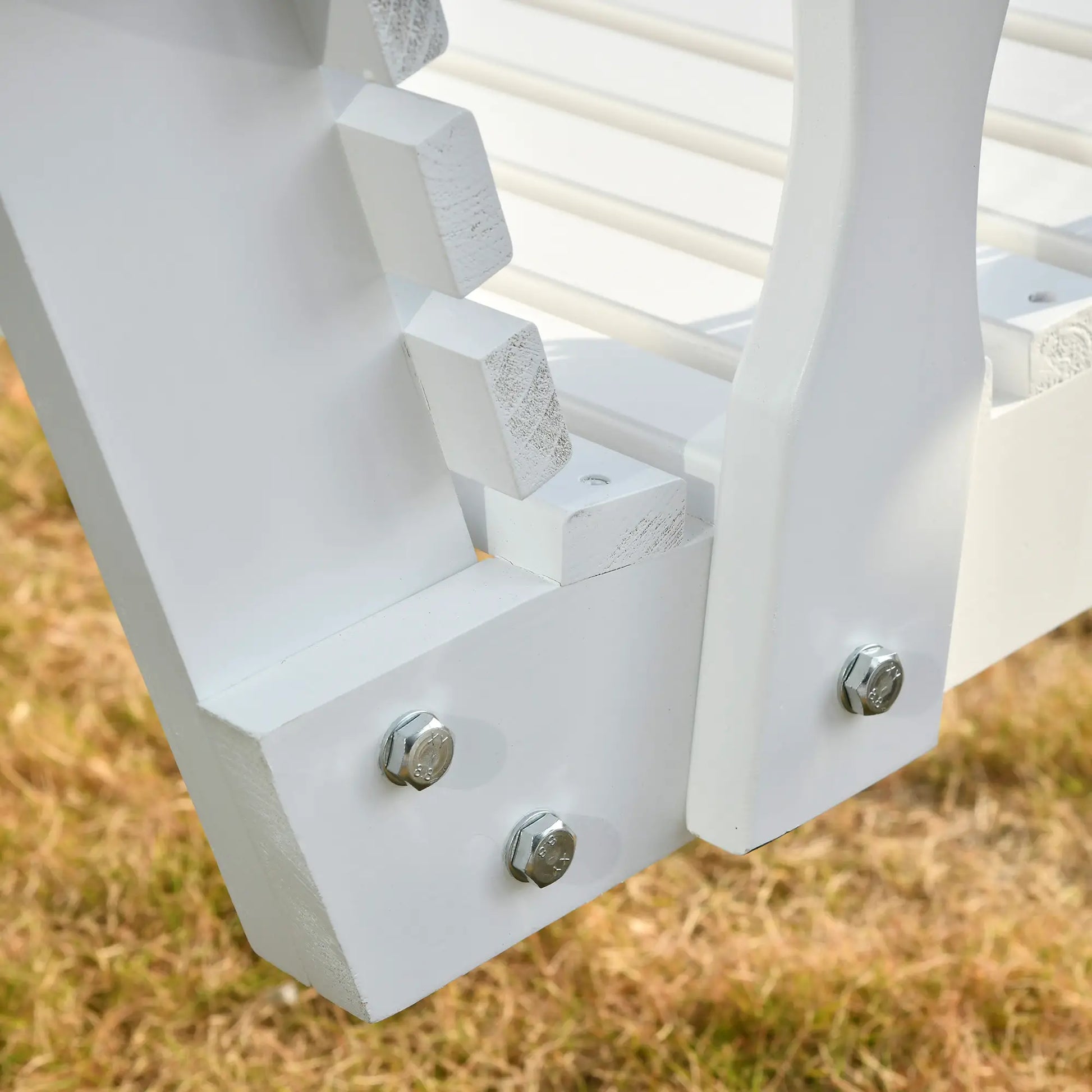 2 Seater Wooden Porch Swing, Outdoor Patio Chair with Cup Holder, White Hanging Porch Swings at Gallery Canada