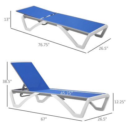 Outdoor Chaise Lounge Chair, Adjustable Back, Wheels, Mesh Fabric, Blue Lounger Chairs at Gallery Canada