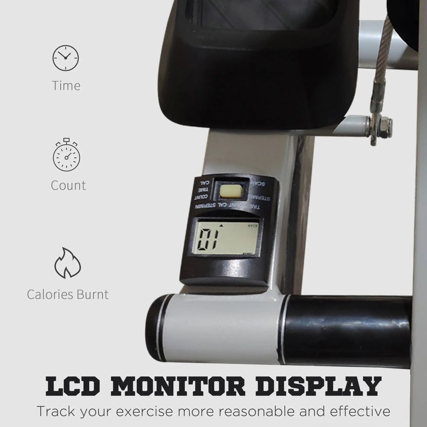 Height Adjustable Stair Stepper, LCD Monitor, Black Aerobic Equipment at Gallery Canada