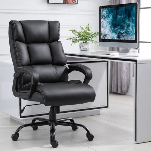 Ergonomic Office Chair, Adjustable Height, PU Leather, 360 Swivel, 400lbs, Black