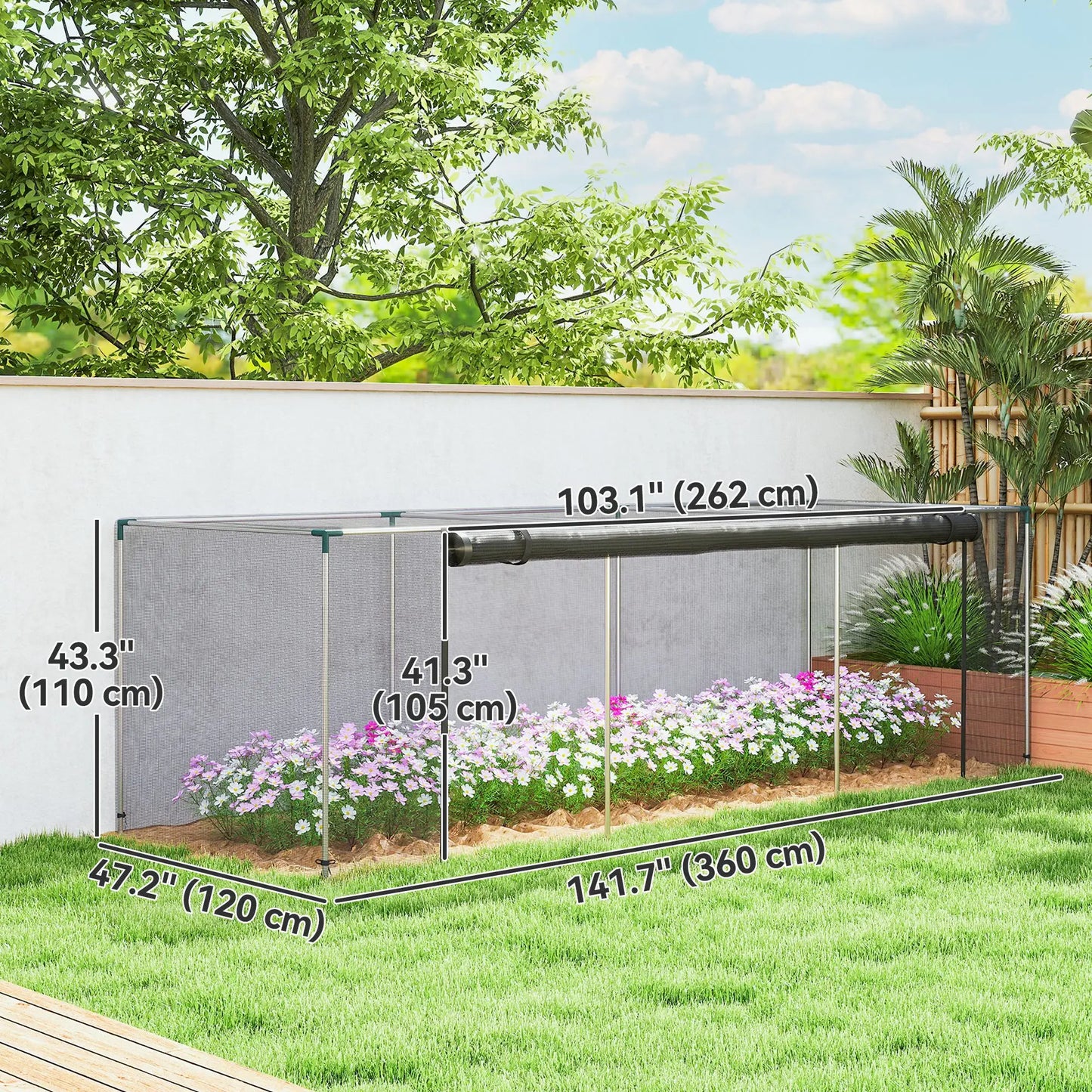 Galvanized Steel Crop Cage, Plant Protection Tent, 12' x 4', Black Crop Cage at Gallery Canada