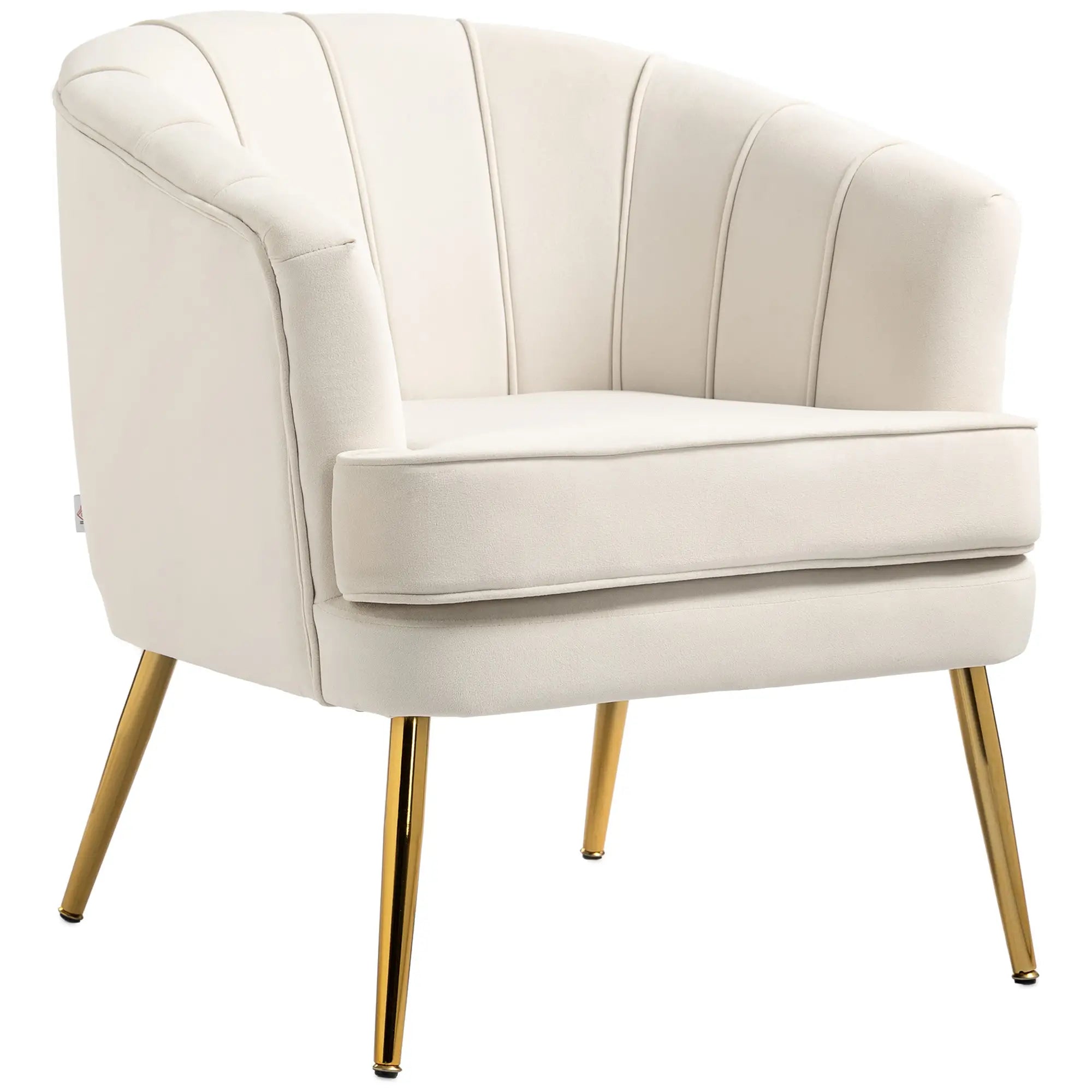 Modern Fabric Armchair, Gold Metal Legs, 32in, Cream White Accent Chairs Cream at Gallery Canada