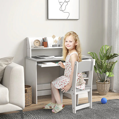Kids Desk and Chair Set, Study Table for 5-8 Year Old, Grey Kids Desk Sets at Gallery Canada
