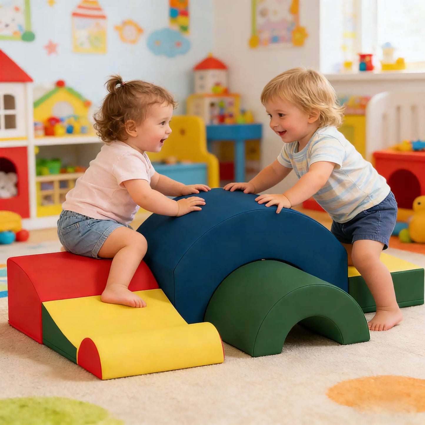 Toddlers Climbing Toys, 5-Piece Foam Blocks, Soft Play Set Kids Gym & Playmats at Gallery Canada