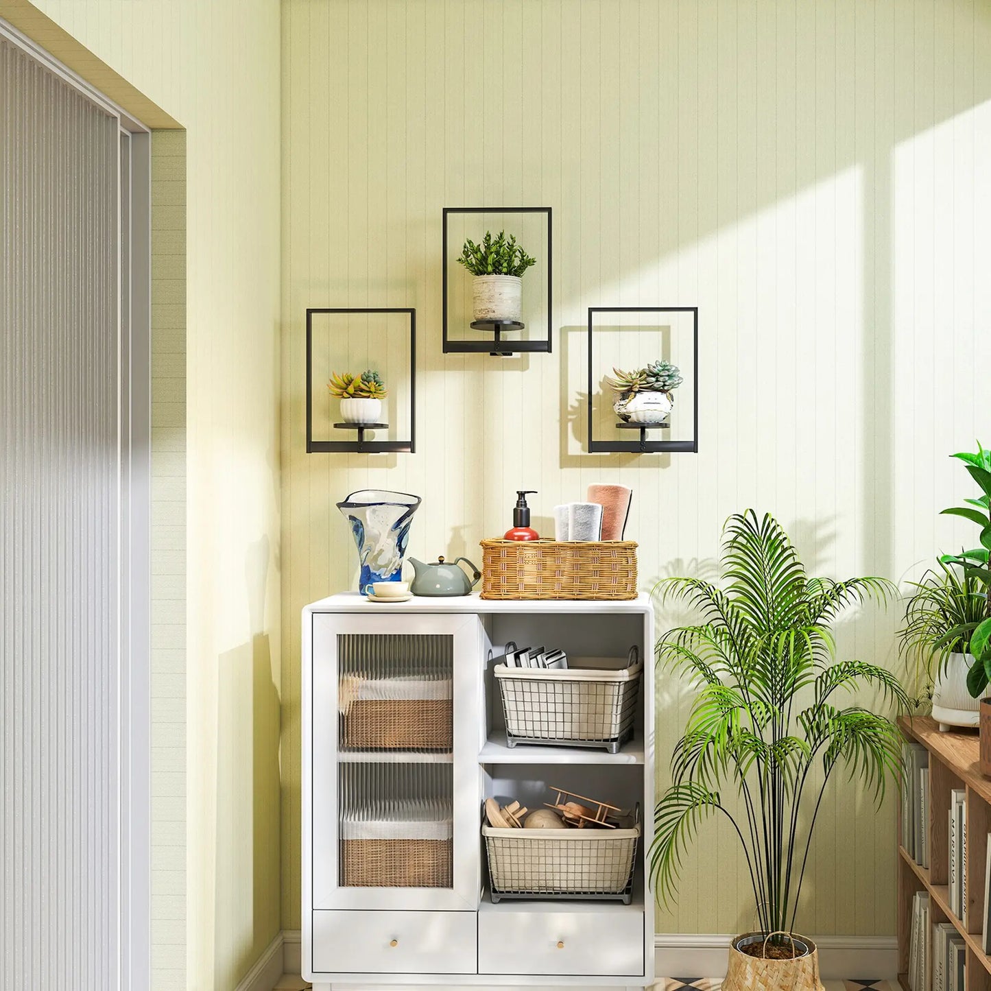 3 Pack Wall Planters, Metal Plant Stand Shelves, Picture Frame Decor