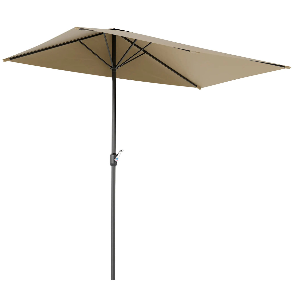 8ft Half Round Outdoor Patio Umbrella, Sun Shade, 5 Ribs
