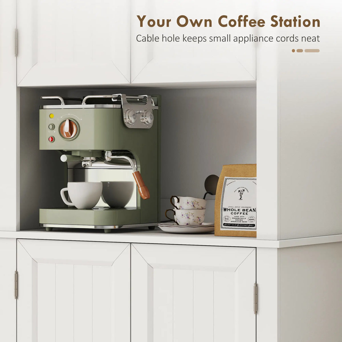 73 Inch Kitchen Pantry Cabinet, Adjustable Shelves, Microwave Stand, White Kitchen Pantry Cabinets at Gallery Canada