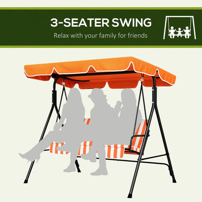 3-Seater Outdoor Porch Swing, Adjustable Canopy, Orange Patio Swings with Stand at Gallery Canada