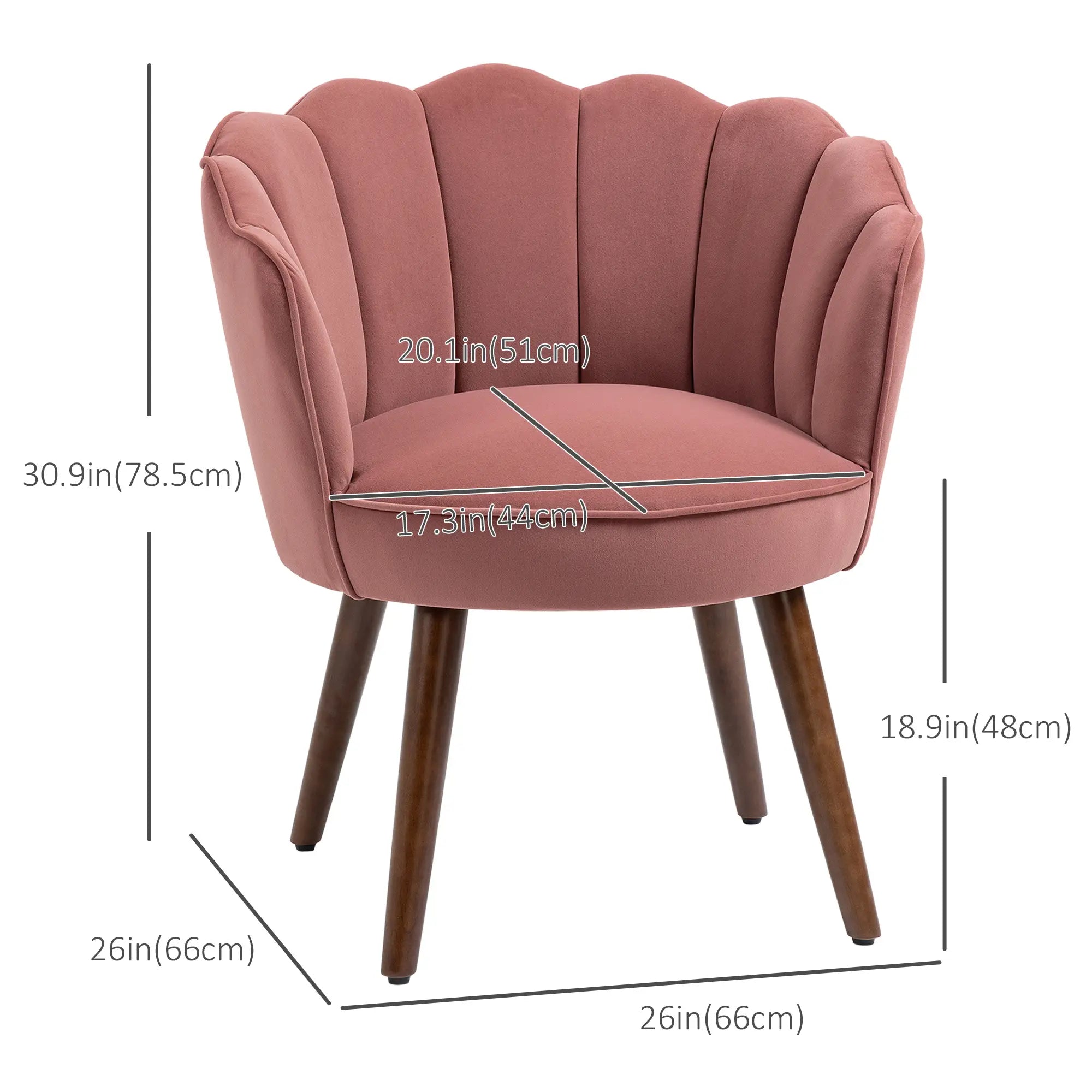 Modern Accent Chair, Velvet-Touch Fabric, Wood Legs, Pink Accent Chairs at Gallery Canada