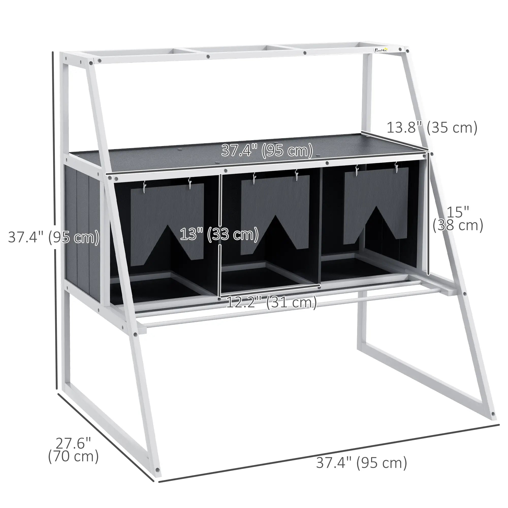 3 Compartment Chicken Nesting Box, Privacy Curtains, Perches, 6-12 Hens Chicken Coops at Gallery Canada